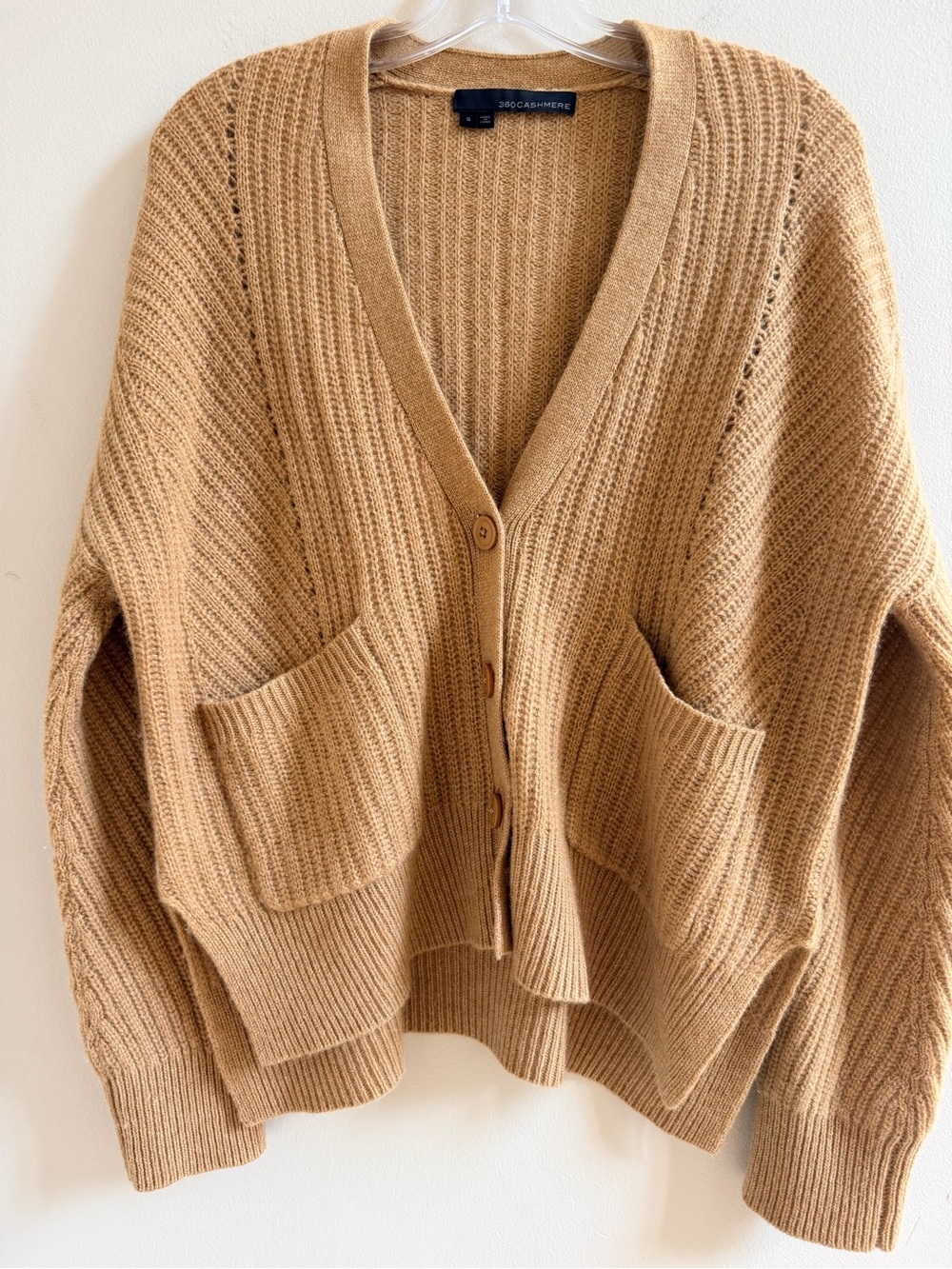 360 Cashmere Cardigan Sweater Size Small Camel Brown